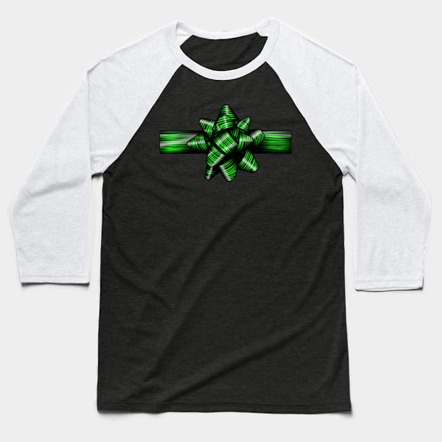 Green zebra bow Baseball T-Shirt by Zodiart